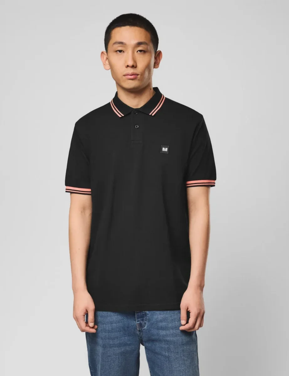 Picture of Weekend Offender Levanto Tipped Polo | Black/Coral