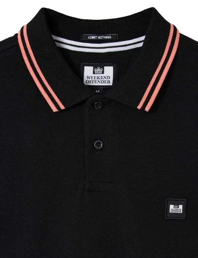 Picture of Weekend Offender Levanto Tipped Polo | Black/Coral