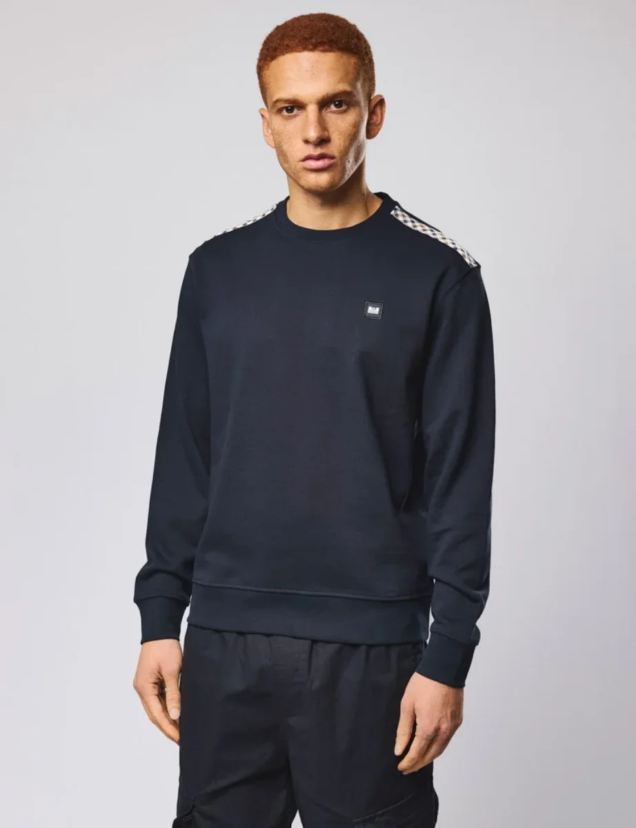 Weekend Offender Beida Check Panel Sweat | Navy