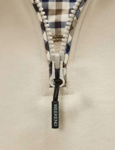 Picture of Weekend Offender Matisa Quarter Zip Check Sweat | Cement