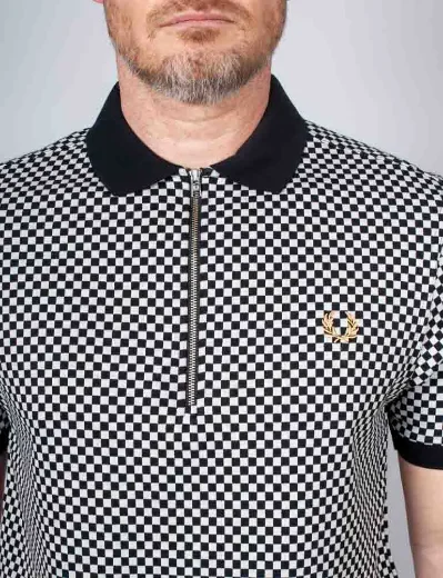 Picture of Fred Perry Chequerboard Polo Shirt | Black