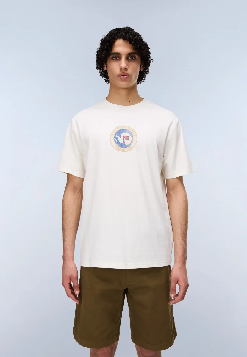Picture of Napapijri Phos Short Sleeve T-Shirt | White Whisper