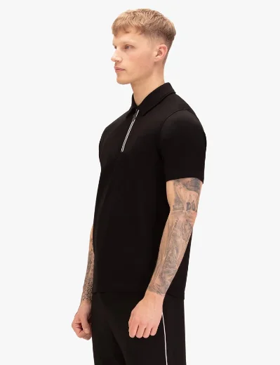 Luke 1977 Opal Zip Neck Polo | Black