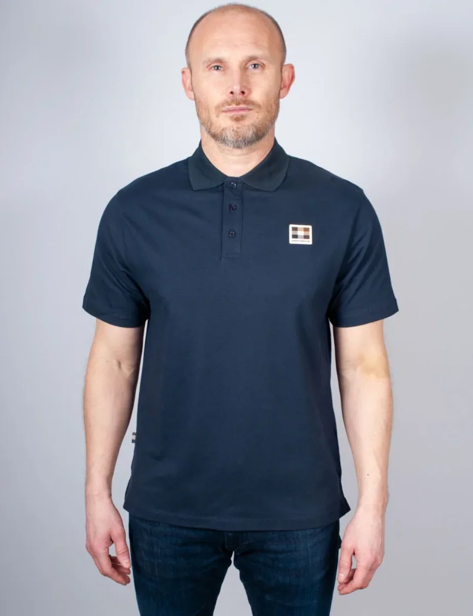 Aquascutum Stretch Piquet Badge Polo | Navy