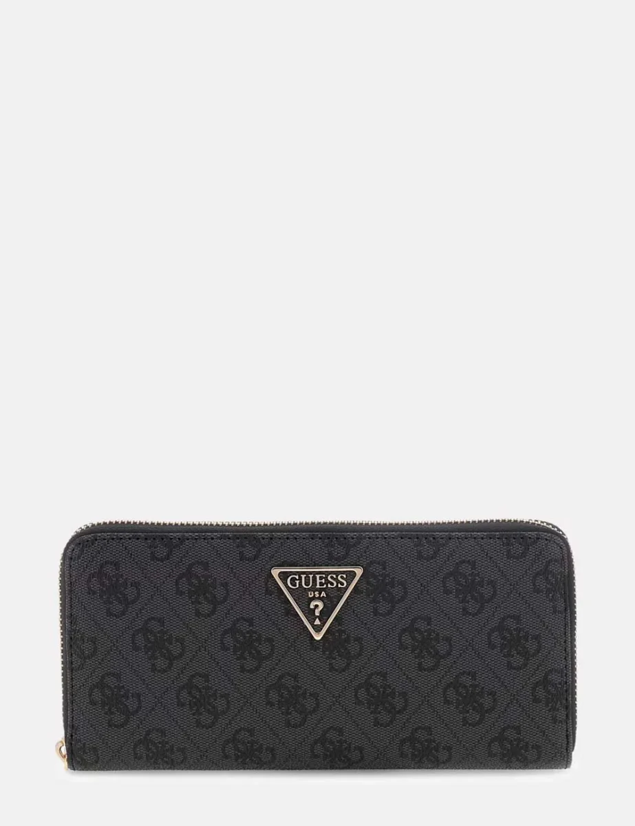 Guess Laurel 4G Logo Zip Around Purse | Coal