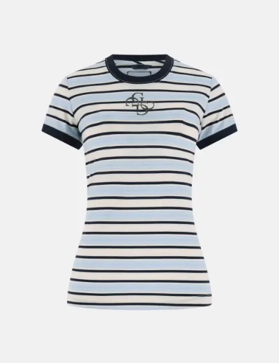 Guess Striped Crew Neck T-Shirt / Blue