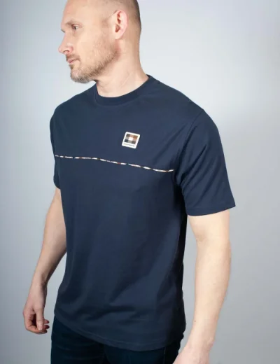 Aquascutum Club Check Piping T-Shirt | Navy