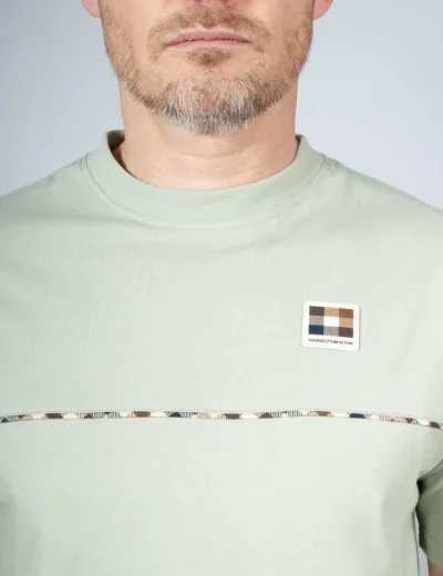 Aquascutum Club Check Piping T-Shirt | Sage Green