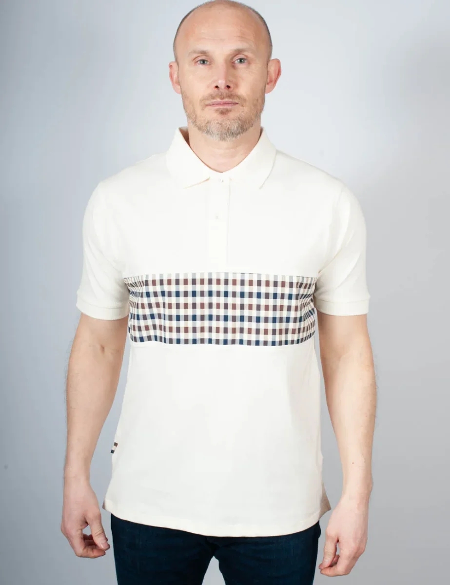 Aquascutum Strech Piquet Insert Polo | Cream
