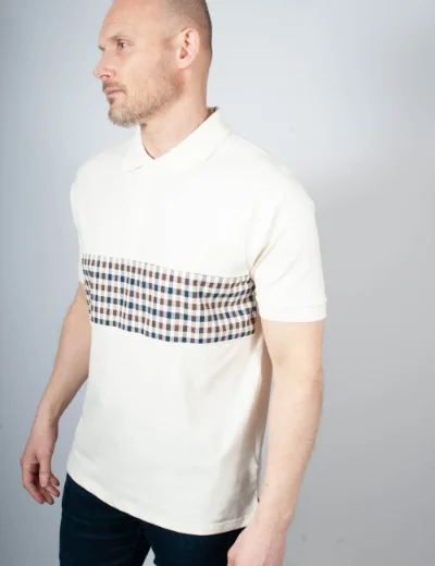 Aquascutum Strech Piquet Insert Polo | Cream