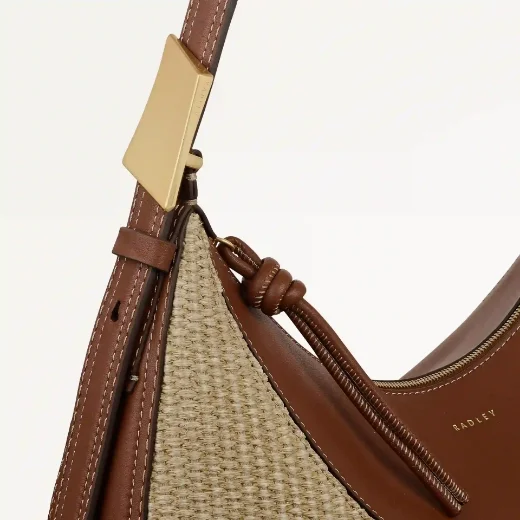 Radley Bliss Crescent Basket-Weave Shoulder Bag | Brown