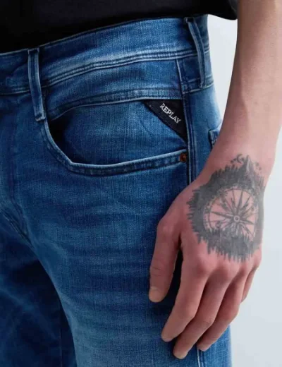 Replay HYPERFLEX MATRIX Anbass Slim-Fit Jeans / Mid Blue