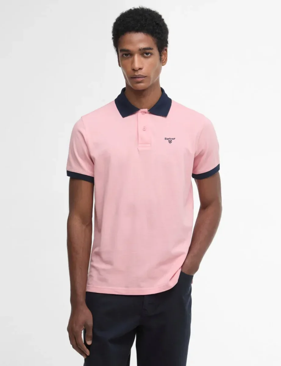 Barbour Lynmouth Tipped Polo Shirt / Mineral Pink