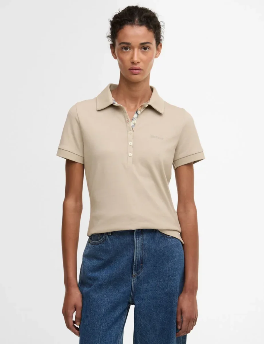 Barbour Women's Portsdown Polo Top | Light Sand / Hessian