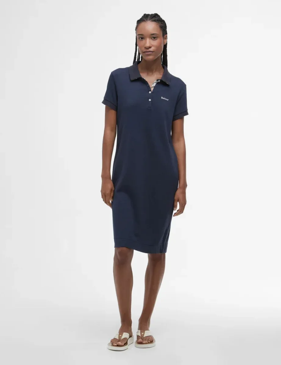 Barbour Womens Polo Shirt Midi Dress | Navy