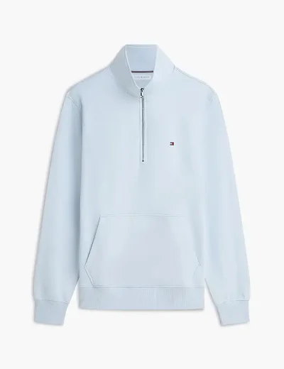 Tommy Hilfiger Terry Quarter Zip Jumper | Breezy Blue