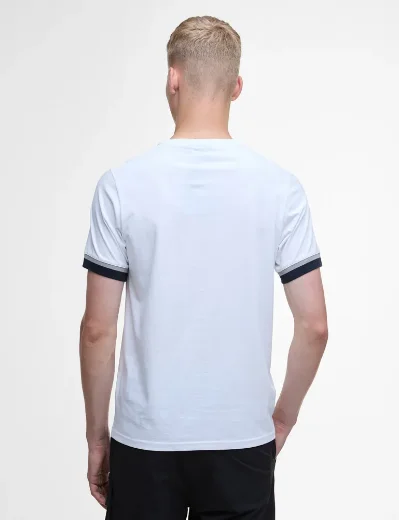 Barbour International Deep Cuff Evan Tipped T-Shirt | White