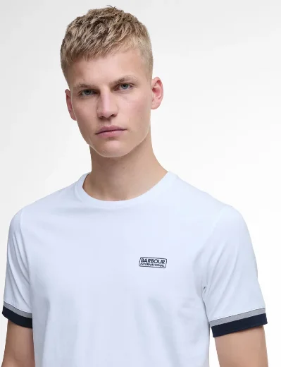 Barbour International Deep Cuff Evan Tipped T-Shirt | White