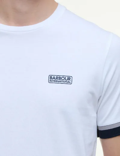 Barbour International Deep Cuff Evan Tipped T-Shirt | White