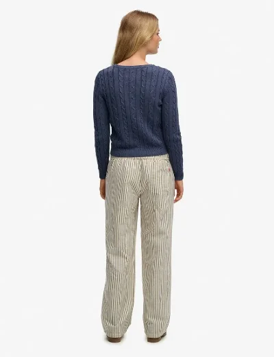 Picture of Superdry Cotton Stripe Elastic Trouser | Navy Stripe