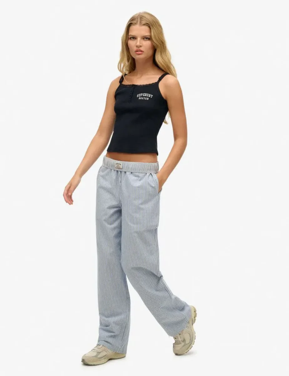 Picture of Superdry Cotton Stripe Elastic Trouser | Azure Blue Stripe