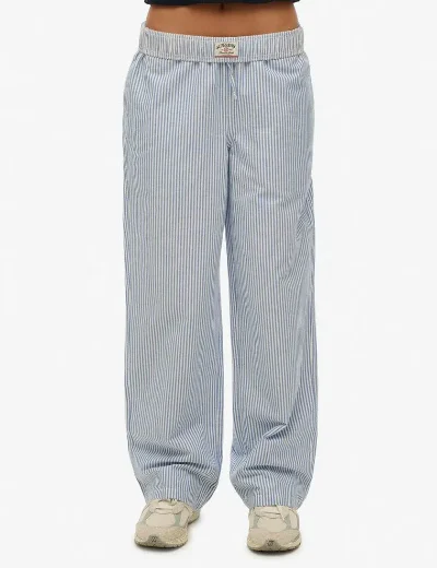 Picture of Superdry Cotton Stripe Elastic Trouser | Azure Blue Stripe