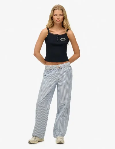 Picture of Superdry Cotton Stripe Elastic Trouser | Azure Blue Stripe