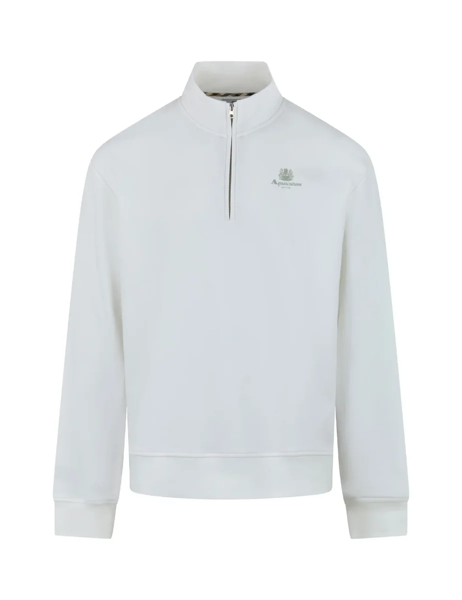 Aquascutum Half Zip Mock Neck Sweat | Cream