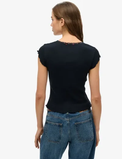 Superdry Essential Square Neck Short Sleeve T-Shirt | Navy