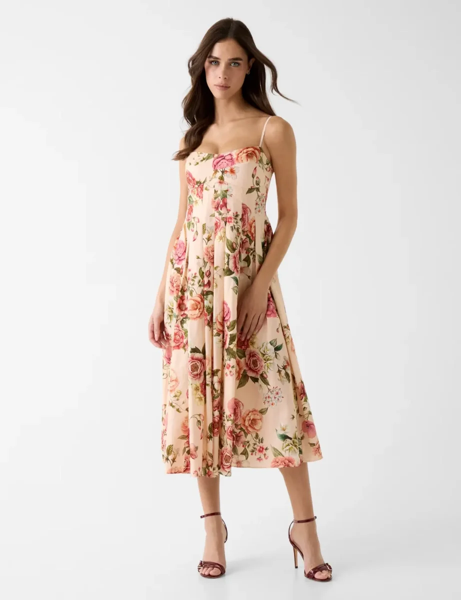Guess Bria Linen Floral Printed Dress | Pink