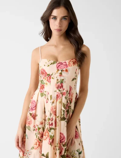 Guess Bria Linen Floral Printed Dress | Pink