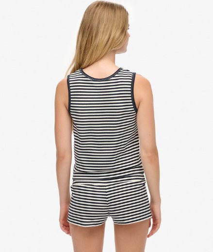 Superdry Athletic Essential Stripe Vest | Navy\White