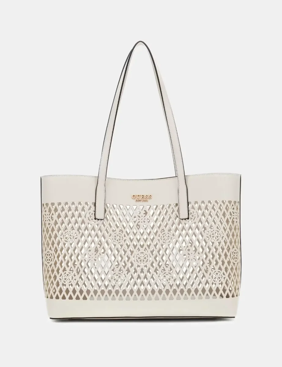 Guess Womens Letty Tote Shopper Bag / Cream