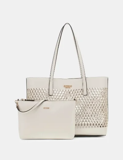 Guess Womens Letty Tote Shopper Bag / Cream