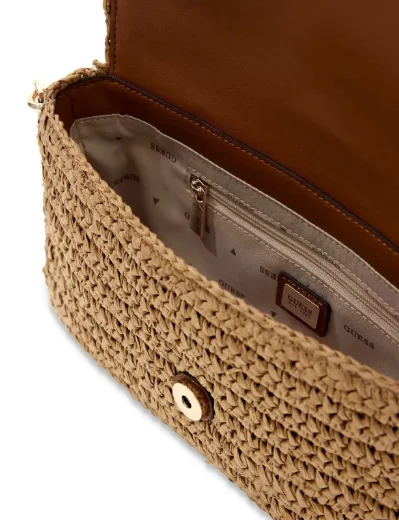 Guess Womens Ofelia Flapover Shoulder Bag / Natural