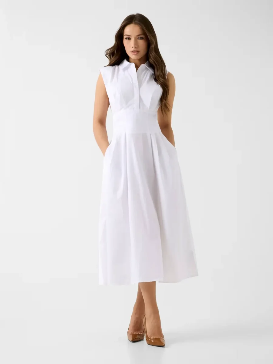 Picture of Guess Cherry Cotton Poplin Dress | White