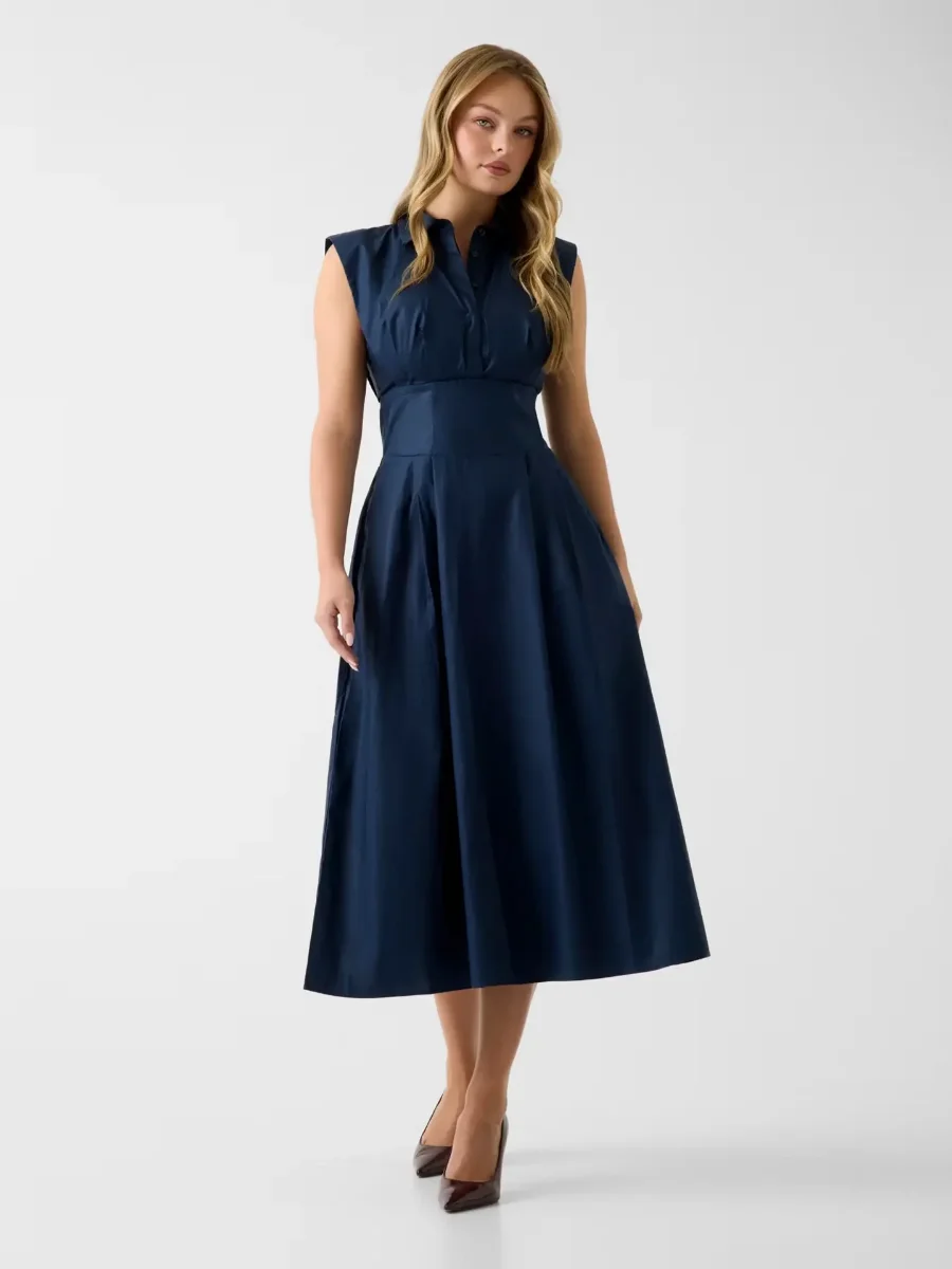 Picture of Guess Cherry Cotton Poplin Dress | Navy