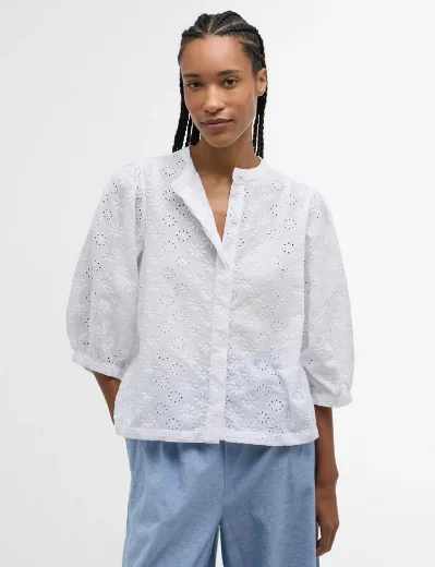 Barbour Womens Layla Broderie Anglaise Shirt | White