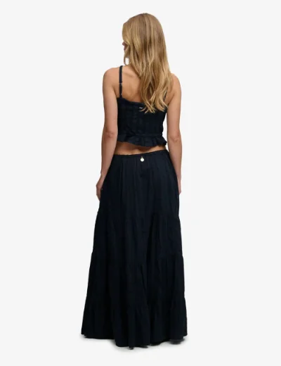 Superdry Womens Tiered Maxi Skirt | Eclipse Navy