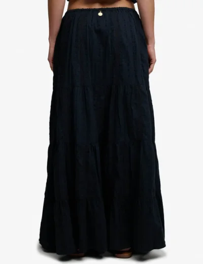 Superdry Womens Tiered Maxi Skirt | Eclipse Navy