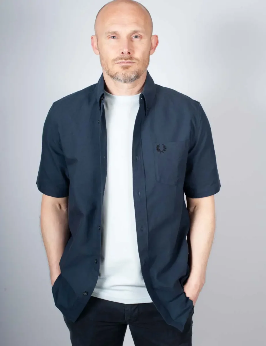 Fred Perry Short Sleeve Oxford Shirt | Dark Airforce