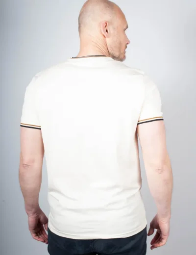Fred Perry Twin Tipped T-Shirt  | Ecru/Dark Caramel/Black