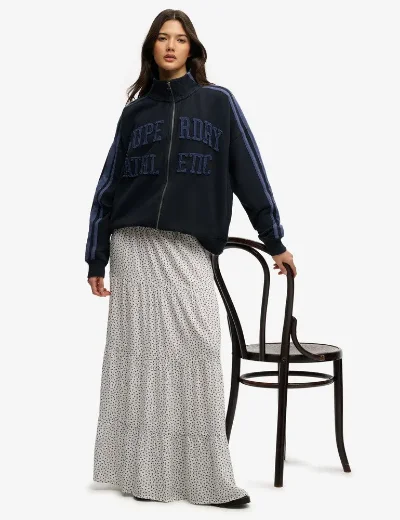 Superdry Woven Tiered Maxi Skirt | White