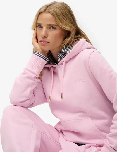 Superdry Essential Logo Emblem Hoodie | Pink Lady