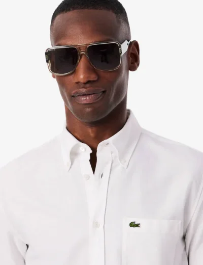 Lacoste Regular Fit Short Sleeved Oxford Shirt | White