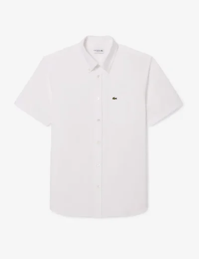 Lacoste Regular Fit Short Sleeved Oxford Shirt | White