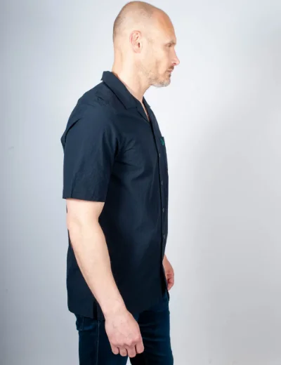 Fred Perry Seersucker Revere Collar Shirt | Navy