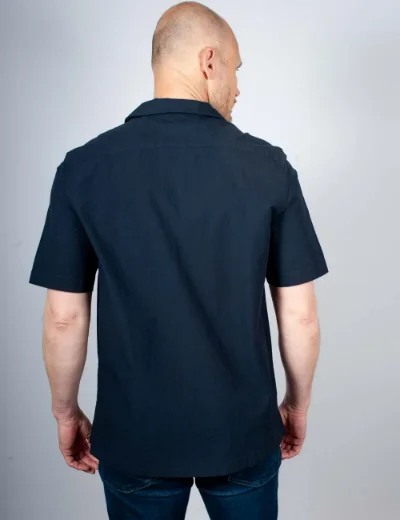 Fred Perry Seersucker Revere Collar Shirt | Navy