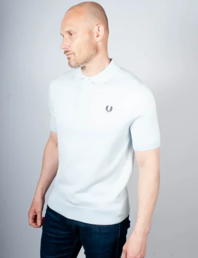Fred Perry Short Sleeve Knitted Polo | Light Ice