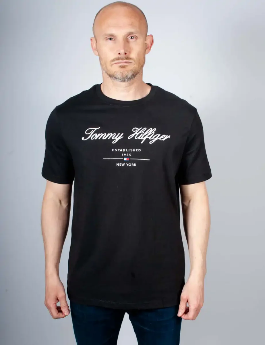 Tommy Hilfiger Script Logo T-Shirt | Black